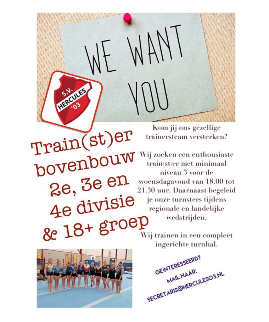 Vacature Train(st)er bovenbouw